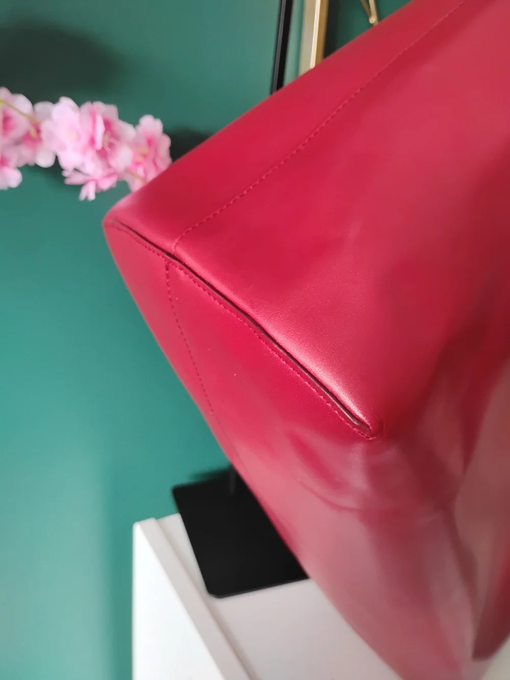 Fendi Red Leather Tote with Snake-Print Eye Detail